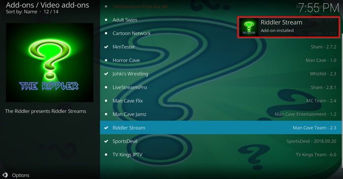 popup-ruta-säger-att-riddler-stream-är-installerad
