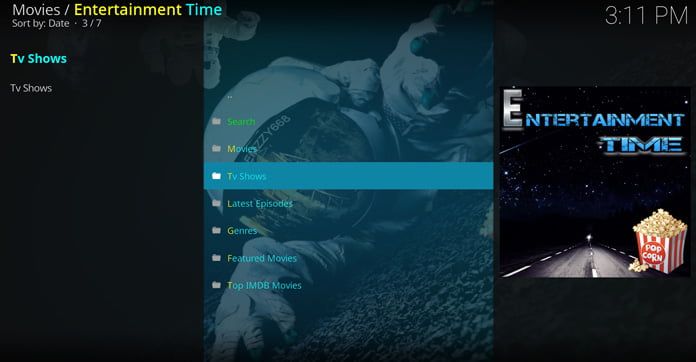 Huvudmeny Entertainment Time