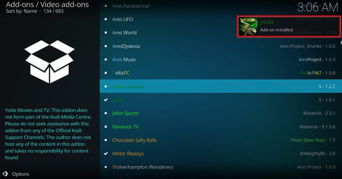 Yoda installerat popup