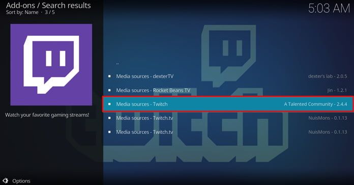 Välj Twitch