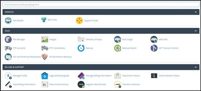 cpanel-gränssnitt