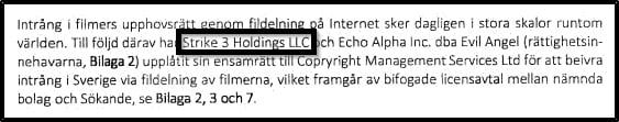 Strike 3 Holdings i Sverige..
