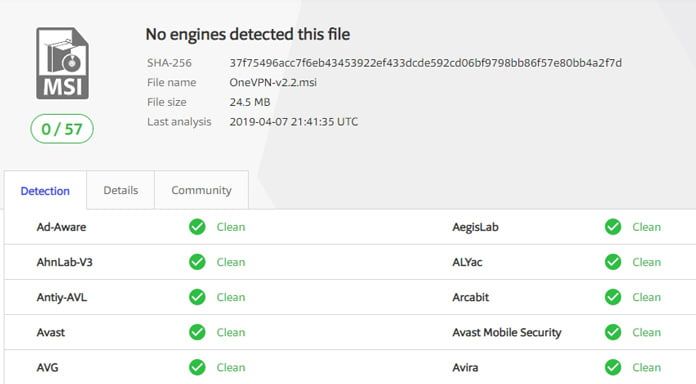 inget-virus-i-programvara-för-onevpn