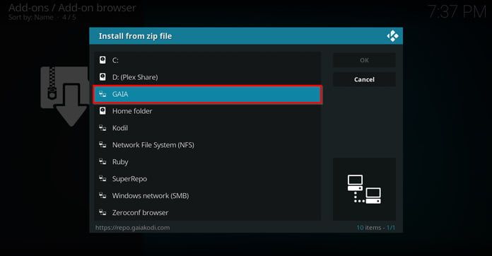 gaia-för-kodi-installation