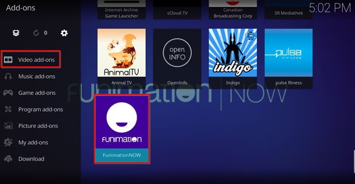 funimationnow i huvudmeny